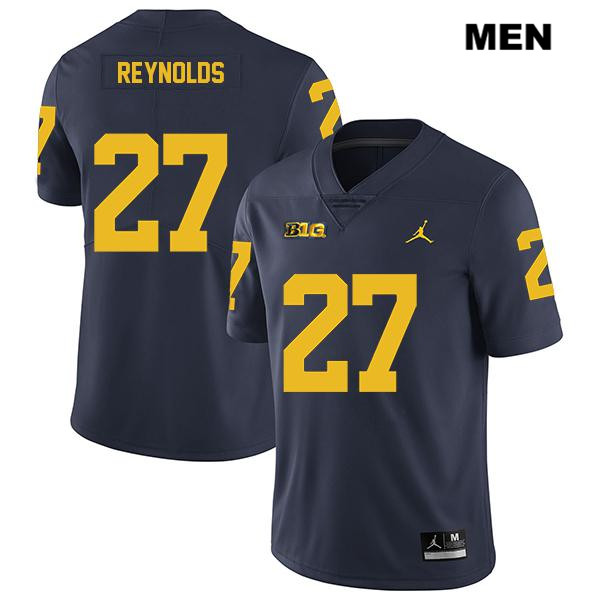Men's NCAA Michigan Wolverines Hunter Reynolds #27 Navy Jordan Brand Authentic Stitched Legend Football College Jersey US25H43GG
